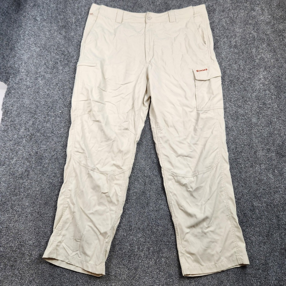 Simms Pants Mens 2XL Beige Nylon Fishing Cargo Quick Dry‎ Outdoor Hiking Travel